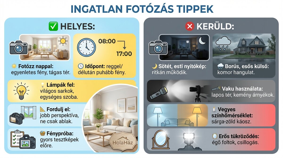 eladó lakás vagy ház hirdetés fényképezés, világos fények