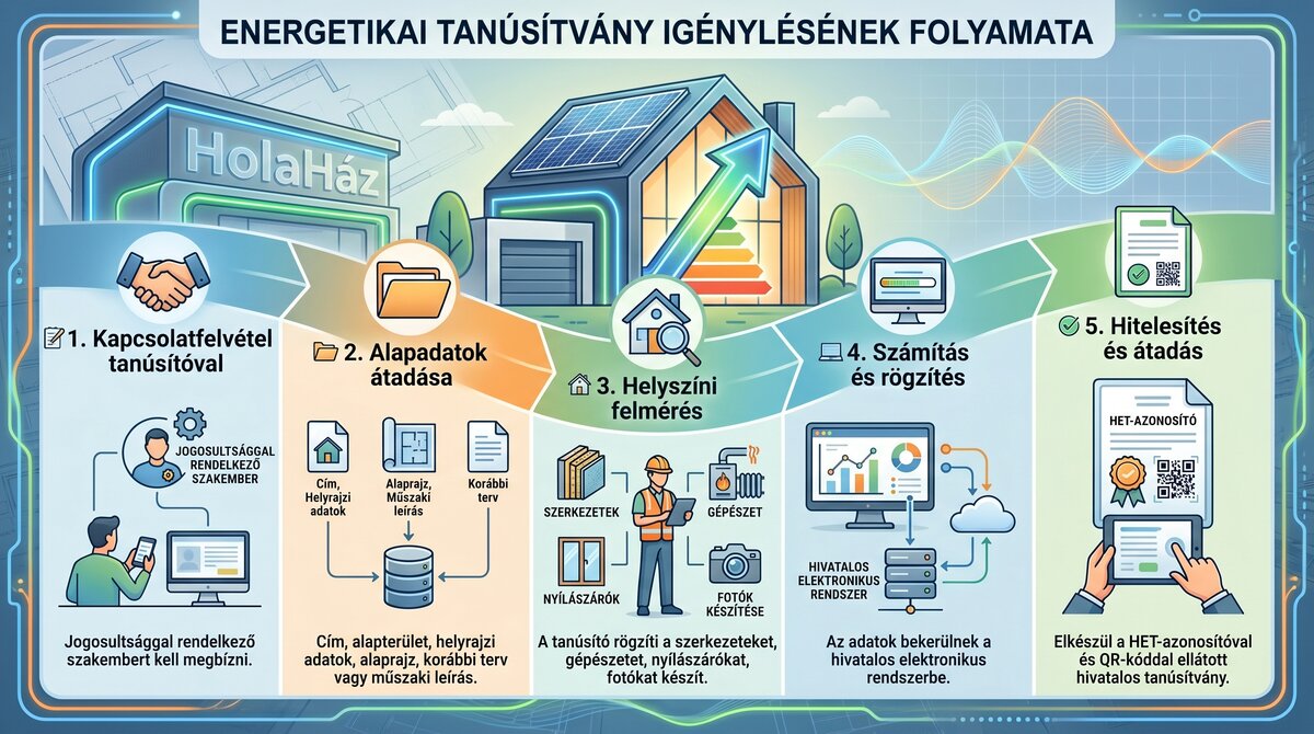 Energetikai Tanúsítvány igénylése infografika