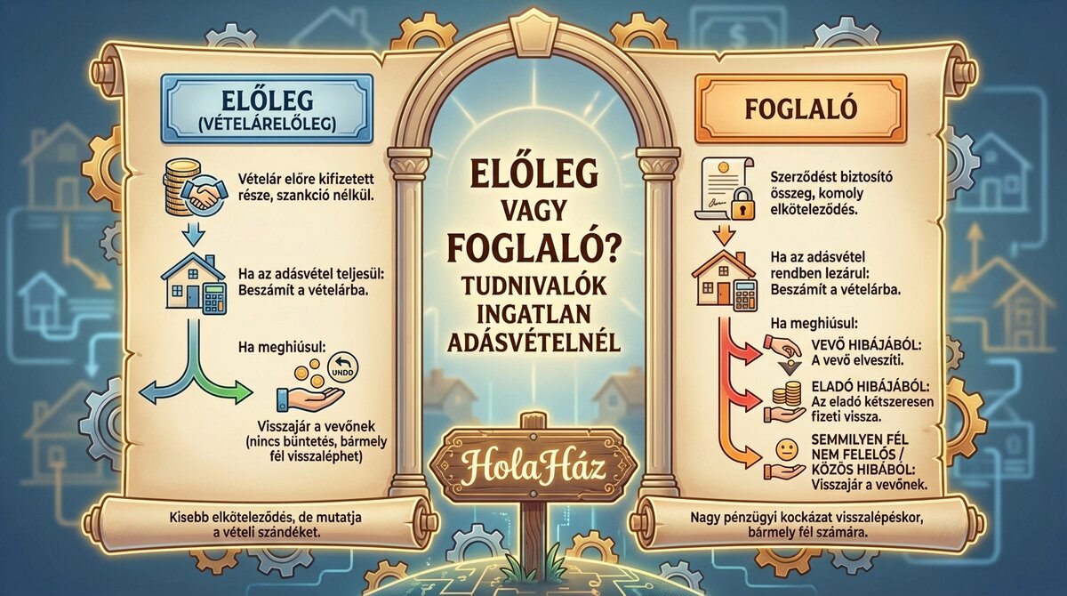 foglaló és előleg magyarázat infografika ingatlan adásvételhez