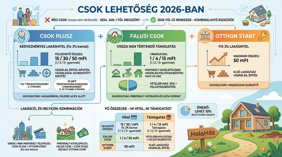 Infografika CSOK lehetőségekről 2026-ban