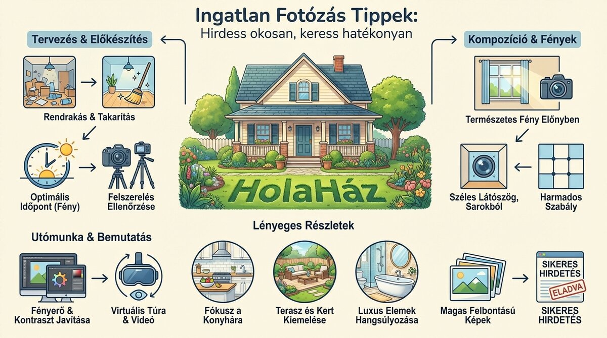 ingatlan fotó tippek infografika