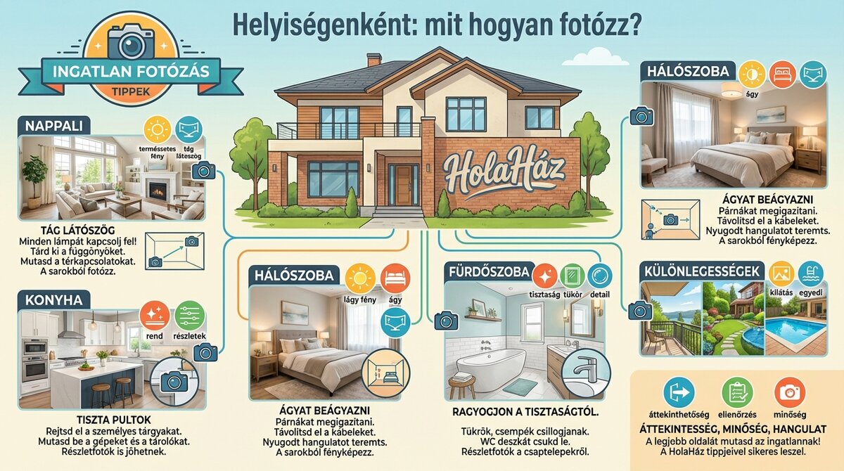 ingatlan fotózás trükkök helyiségenként