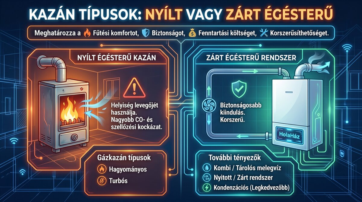 nyílt vagy zárt égésterű kazán