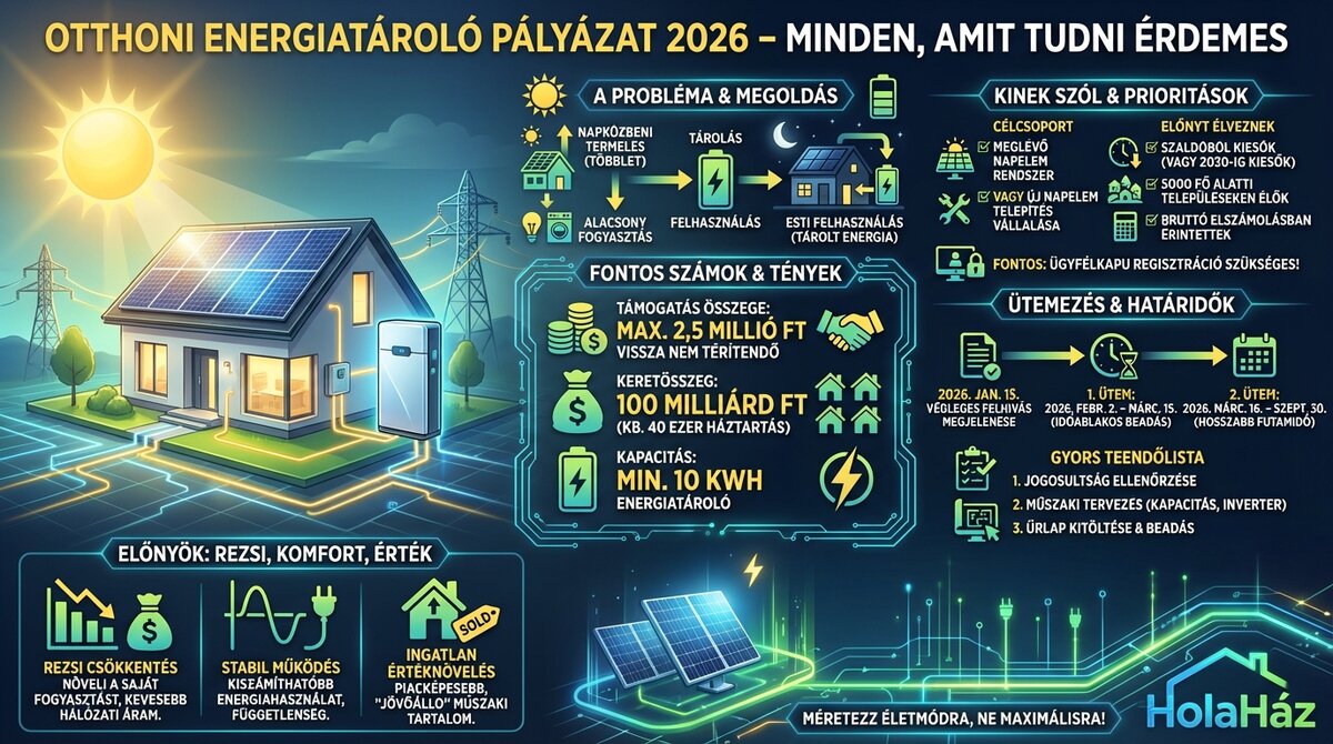 otthoni energiatároló pályázat feltételek és összegek, határidők