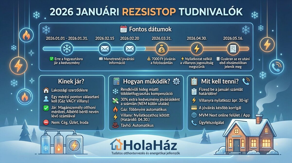 rezsistop dátumok - januári fűtés kedvezmény