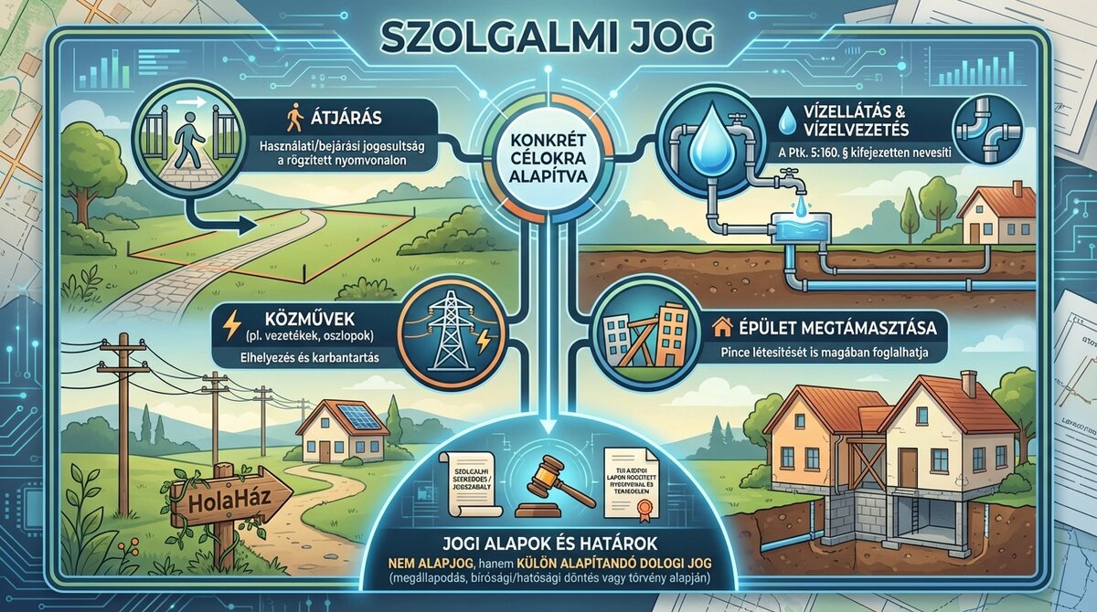 szolgalmi jogok összefoglalása, infografika