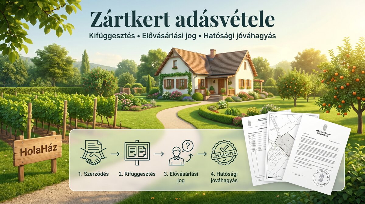 zártkert adásvétel, kifüggesztés, elővásárlás