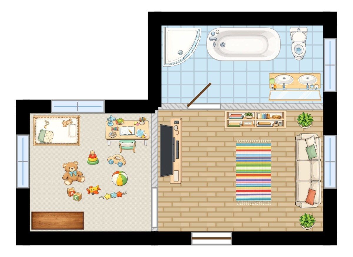 Üres alaprajz – 2D tervrajz bútorok nélkül