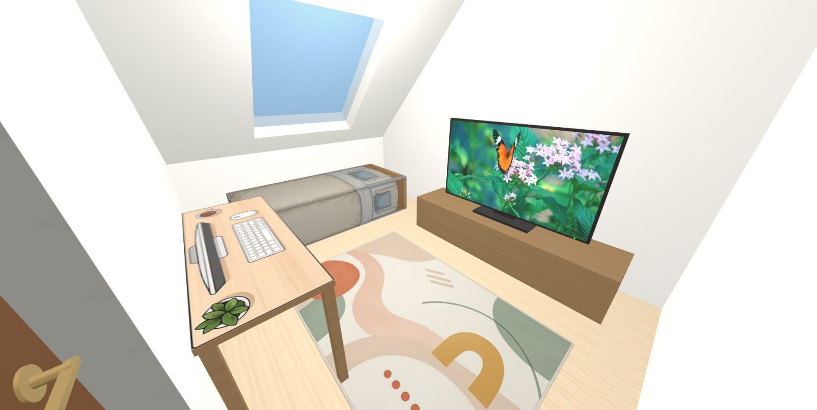 Tetőtéri alaprajz – 2D terv ferde falakkal